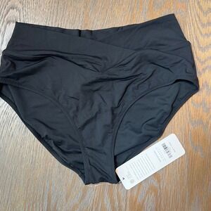 C2Z Yoga Black High Waist Crossover Bikini Bottoms Swimsuit